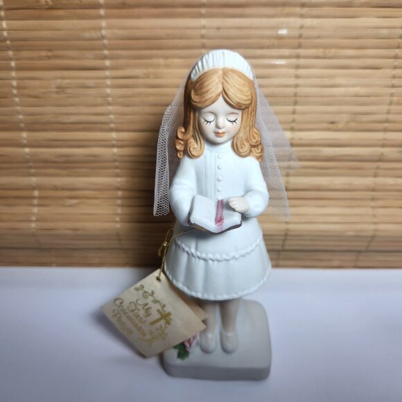 Enesco My First Communion Prayer Vintage 1981 Girl Figurine with Prayer … - Picture 2 of 9